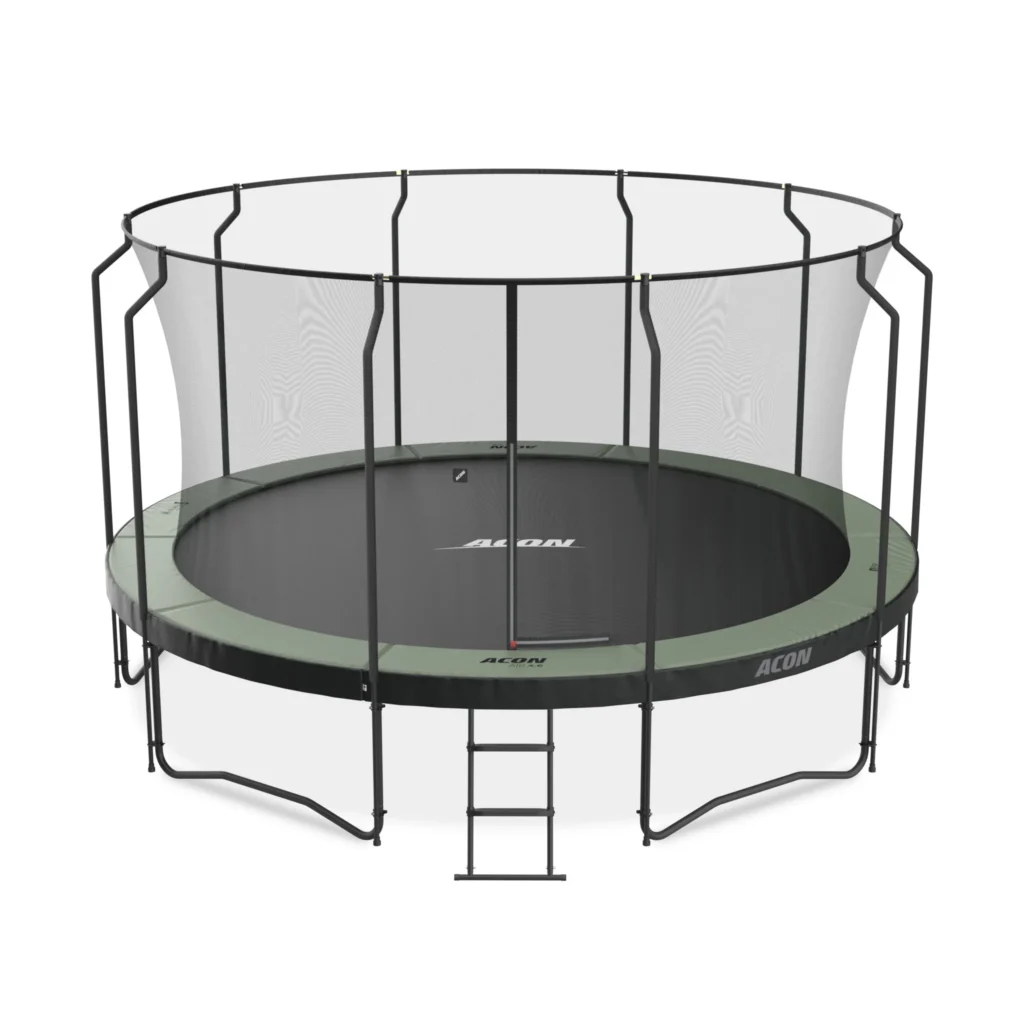 Round Trampoline with Premium Net and Ladder + 10ft Airtrack, original color