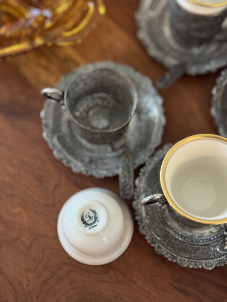 Vintage Lenox Demitasse Tea Cups Silver